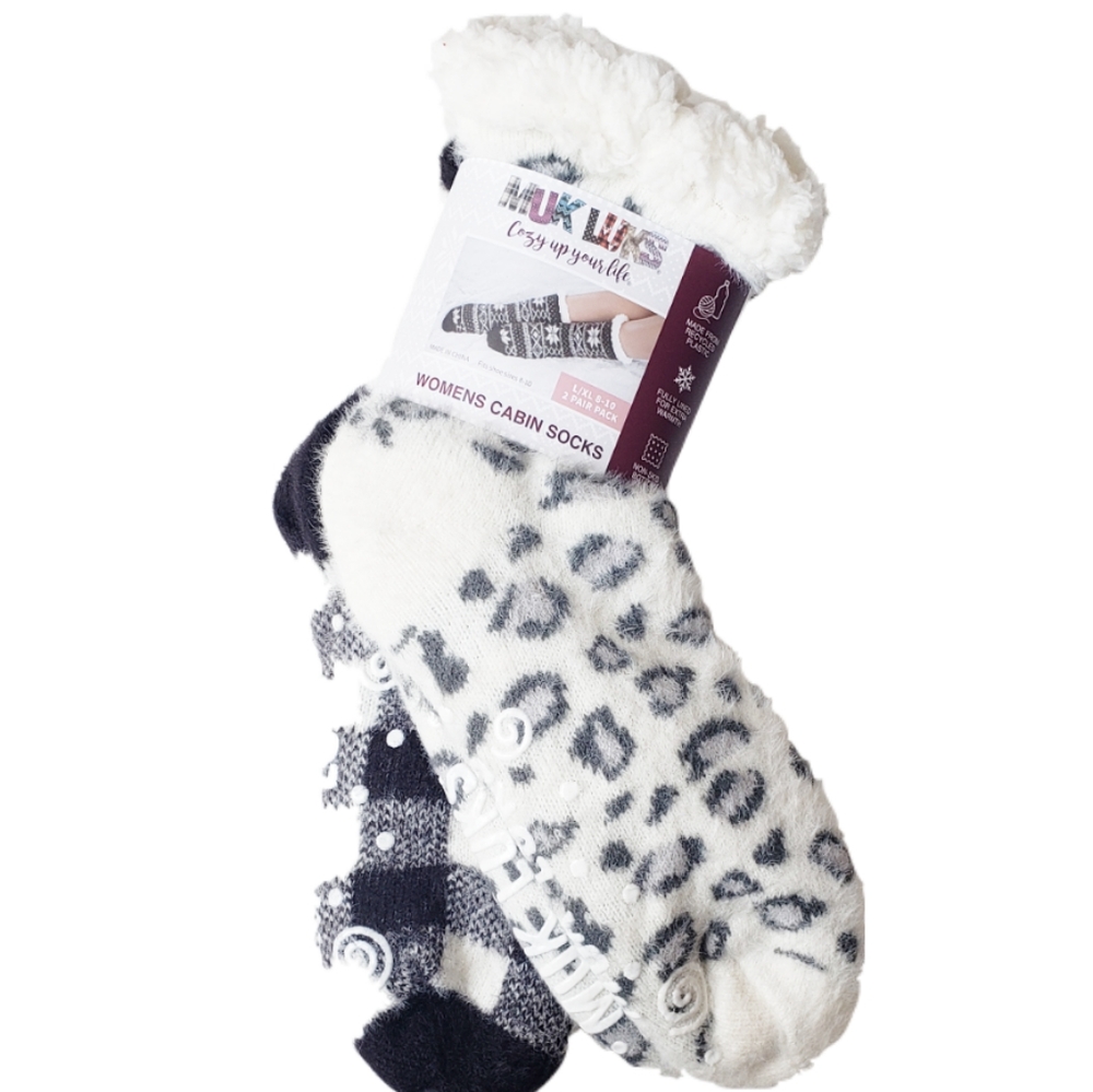 NWT MUK LUKS Womens 2 Pair Pack Cabin Socks